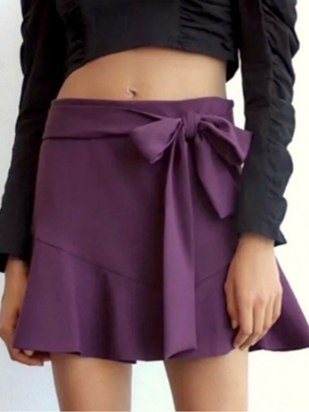 Zara Purple Tie-Waist Mini Skort
